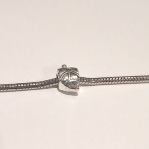 Silver Leaf Charm for Pandora Style Bracelet